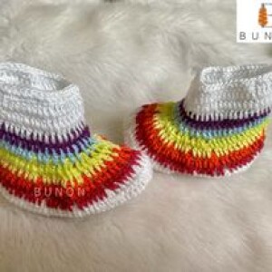 Handmade Crochet Rainbow Newborn Baby Shoes