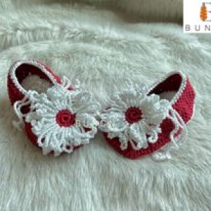 Handmade Woolen Flower Newborn Baby Shoes