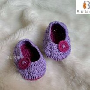 Purple Handmade Woolen Flower Newborn Baby Shoes