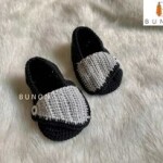 Handmade Crochet Black Newborn Baby Shoes