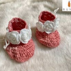 Handmade Pink Crochet Newborn Baby Shoes