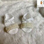 Handmade White Crochet Pearl Newborn Baby Sandals