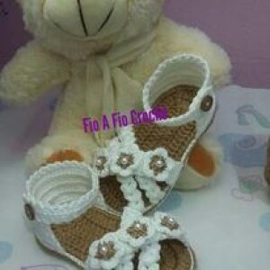 Crochet White Brown Baby Flip Flops