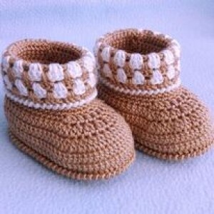 Handmade Light Brown Crochet Newborn Baby Shoes