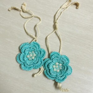 Fountain Blue Big Flower Crochet Baby Barefoot