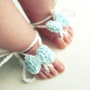 Sky Color Butterfly Crochet Baby Barefoot