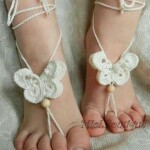 White Color Butterfly Crochet Baby Barefoot