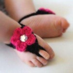 Black And Pink Crochet Baby Barefoot