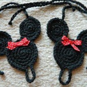 Black Mickey Mouse Crochet Baby Barefoot