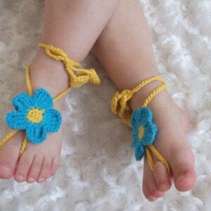 Sky Color Crochet Baby Barefoot