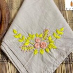 White Cotton Yellow Work Handstitched Napkin