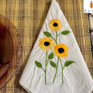 Sunflower Handstitched Cotton Handmade Napkin