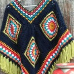 Blue Body Color Hand Knitted Poncho