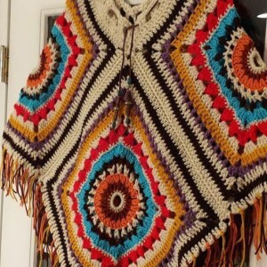 Brown Body Color Hand Knitted Poncho