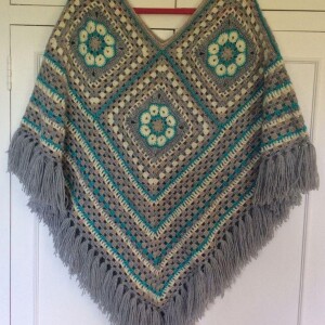 Dark Gray Color Hand Knitted Poncho