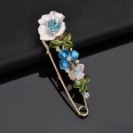 Safety Pin Crystal Flower Brooch