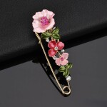 Safety Pin Crystal Flower Brooch