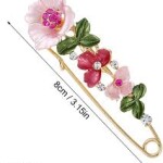 Safety Pin Crystal Flower Brooch