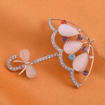 Opal And Rhinestone Umbrella Brooch