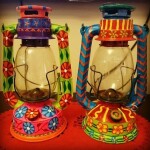 Rickshaw Painting Hurricane Lamp