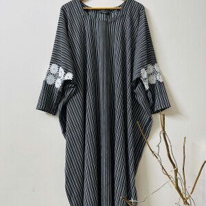 Gingham Black & White Abaya