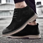 New Model Rubber Sole Lace-up Men's Casual Shoes Boots - Black