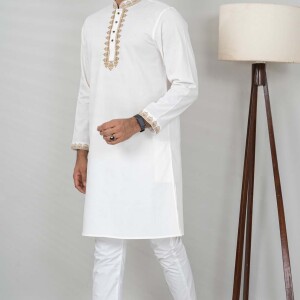 Gainsboro White Men's Panjabi