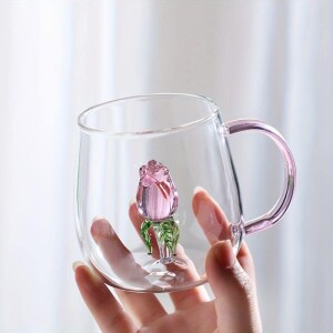 Glass Mug With Rose