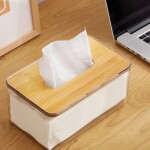 Glass Tissue Holder With Bamboo Lid