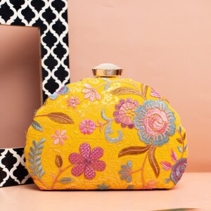 Exclusive D Shape Clutch- Light Yellow