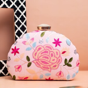 Exclusive D Shape Clutch- Light Pink