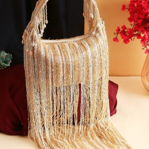 Designer Glam Fringe Bags- light shade of brown