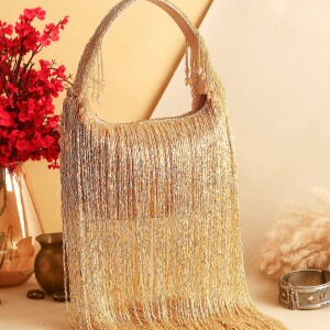 Designer Glam Fringe Bags-Slightly Desaturated Orange