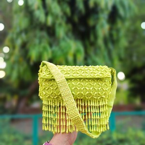 Beaded Bag - Neon Green