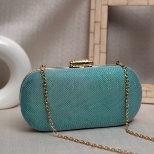 Designer Capsule Shape Clutch - Sea Green