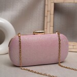 Designer Capsule Shape Clutch - Glossy Pink