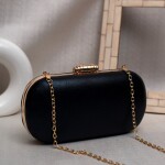 Designer Capsule Shape Clutch - Black