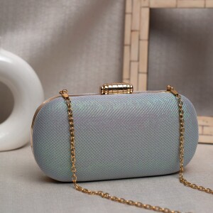 Designer Capsule Shape Clutch - Shimmari Purple